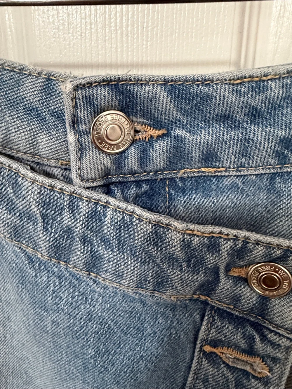 Free People Light Blue Denim Wrap Mini Skirt